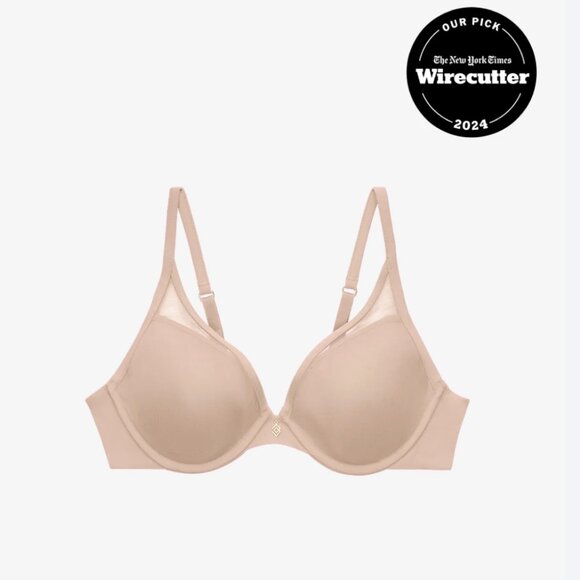 Third Love 36F  24/7 Classic Contour Uplift Plung Bra Beige Tan - Picture 1 of 13